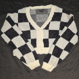 Cat & Jack Black and White Checkered Sweater- (M)7-8